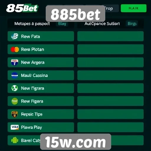 Métodos de pagamento disponíveis no 885bet